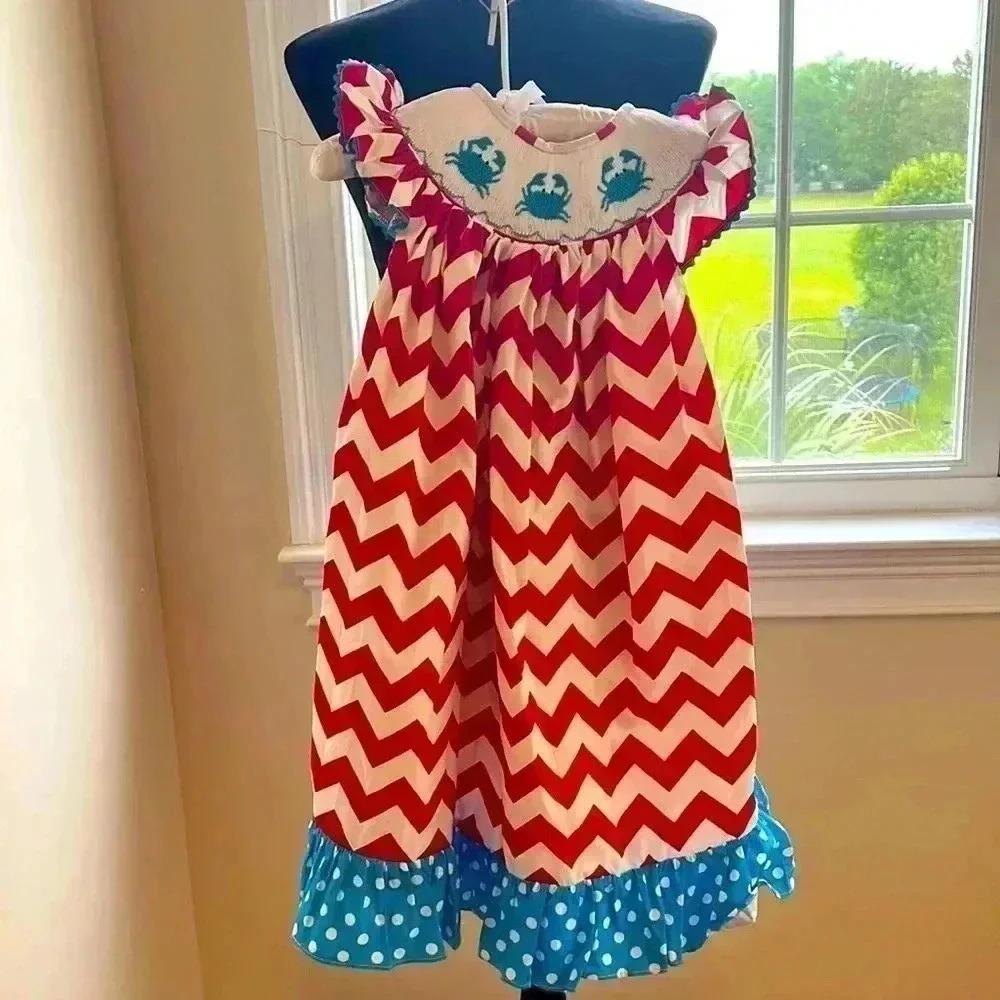 GIRLS RUFFLE SMOCKED DRESS SIZE 4